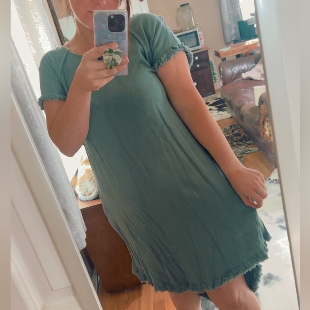 UMGEE linen dress w/frayed hem